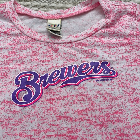 Milwaukee Brewers Baseball Purple Pink Tee Shirt - Picture 10 of 10